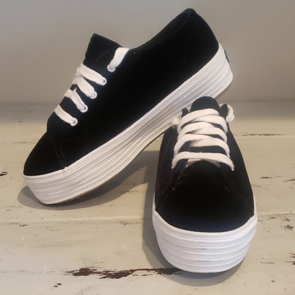 black velvet platform sneakers